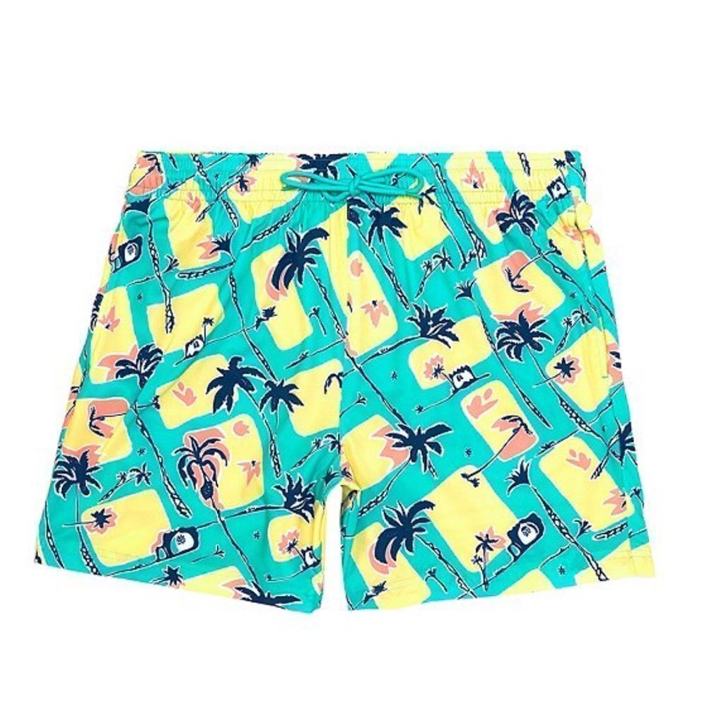 Caribbean Waveliner Swim Trunks Aqua Tropical‎ 2XB New With Tags
